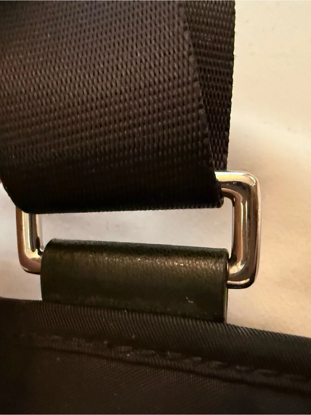 Tumi Black Nylon Messenger Crossbody with Silver Accents